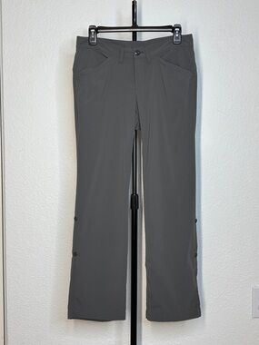 Eddie Bauer Women's Stretch Nylon Travel Pants Roll Up Button Tab in Gray